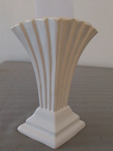 White art deco ceramic vase - art,