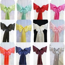 1 30 10 50 100 Satin Sashes Chair Cover Bow Sash WIDER FULLER BOWS Wedding Party
