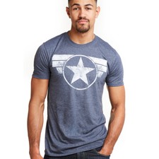 Captain America Mens T-shirt Logo Navy S-2XL Marvel Avengers Official