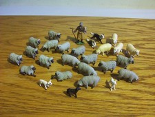britains vintage farm toys animals lot of Sheep with Shepherd & Sheepdogs.