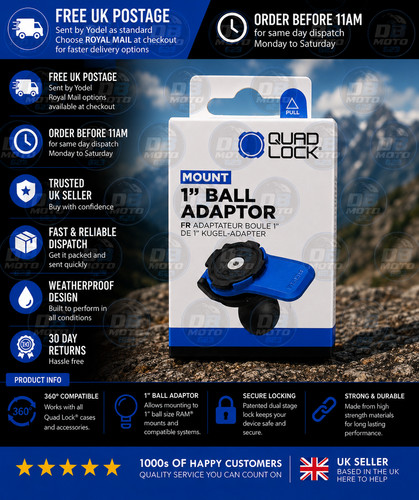 Quad lock ball adaptor - quad, 1"