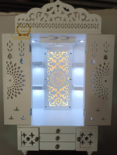 wooden temple white Mandir Pooja Ghar Mandap For Worship home Temple