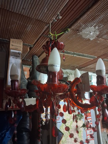 Red vintage chandelier - red,
