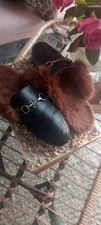 Vintage Faux Fur Slip On Black