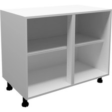 Kitchen 1000mm Base Unit Matt White Carcass Without Doors Fully Assembled
