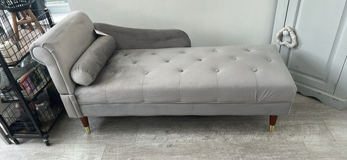 Grey velvet small sofa - grey, chaise