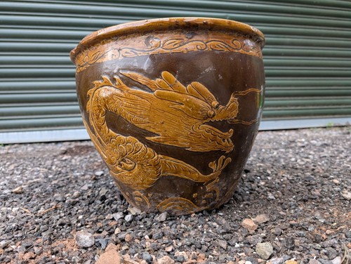 Vintage glazed dragon plant - glazed,