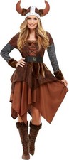Smiffys 50742L Viking Barbarian Queen Costume, Women, Brown