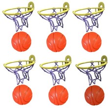6 Mini Basketball Games | Compact Hoop & Ball Set | Assorted Colours Party Bag