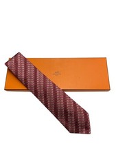 Hermès Silk Neck Tie Red Wavy