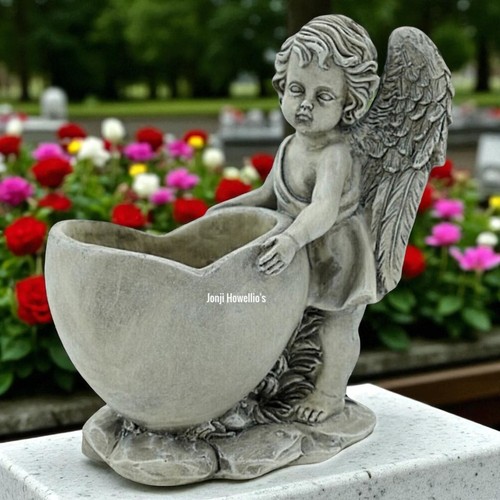 Cherub memorial vase - memorial,