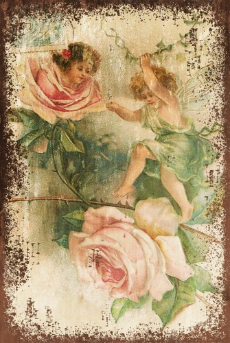 Roses and cherubs vintage - and,