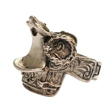 Vintage Mens Western Saddle Ring, Sterling Silver Size 11