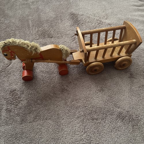 Vintage toy wooden horse and - vintage,