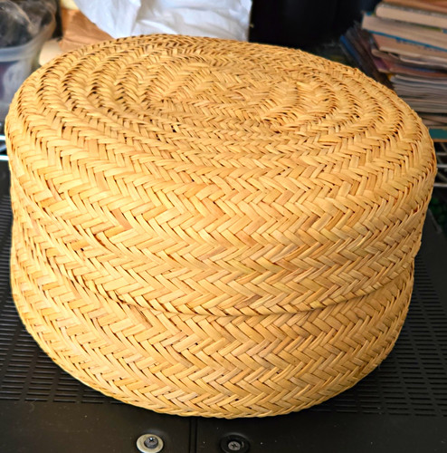 Round wicker storage basket - wicker,