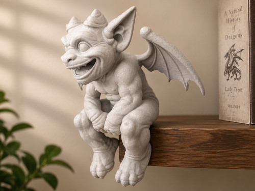 Happy sitting gargoyle shelf - sitting,