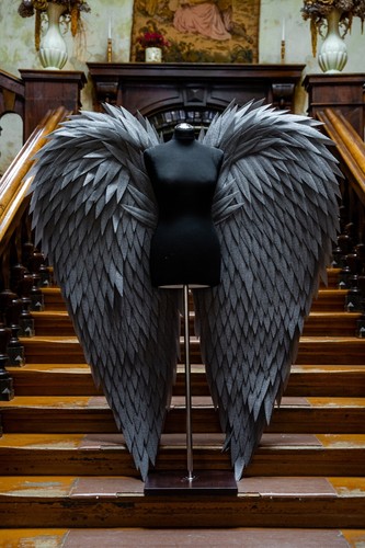 Gray large angel wings - angel, costume