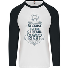 Sailing Captain Narrow Boat Barge Sailor Mens L/S Baseball T-Shirt