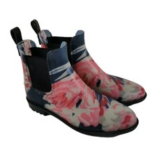 Joules Flower Navy Blue Floral Rubber Wellibobs UK 6 Wellington Boots Ankle