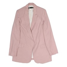 ZARA Womens Pink XS Jacket Woven Classic Tailored Formal Blazer Light Polyester