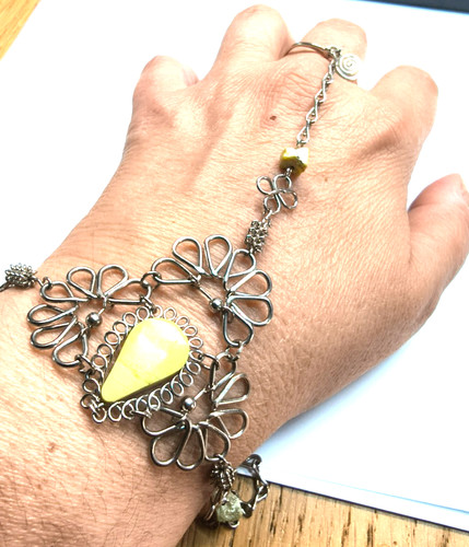 Boho hand chain ring bracelet - boho,