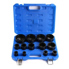13pc 1/2" Dr Grooved Locknuts Sockets Set, 60mm Long Deep Internal Teeth 18-80mm