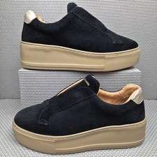 Russell Bromley Park Up Trainers UK 6 Women's Black Gold Suede Laceless Platform