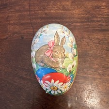 Vintage Paper Mache Easter Egg Made In West Germany With Rabbit Design 