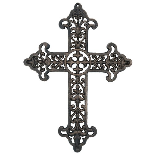 Metal cross sign plaque cast - plaque,