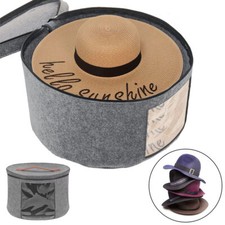 17" Large Round Hat Storage Box Hat Organiser Travel Carrying Case for Women Men