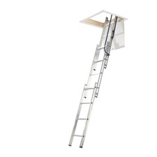 Mac Allister Aluminium Loft Ladder Extendable 3 Sections Non-Slip Handrail