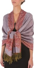 Sakkas Reversible Woven Pashmina Shawl Scarf Wrap – Layered Border Pattern