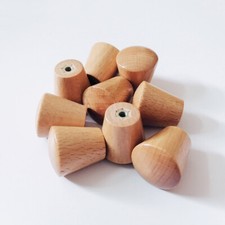 10Pcs Wood Cabinet Knobs Cone