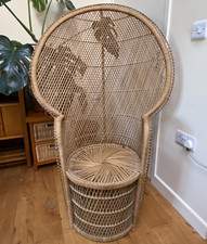 Vintage 1970s Wicker Peacock