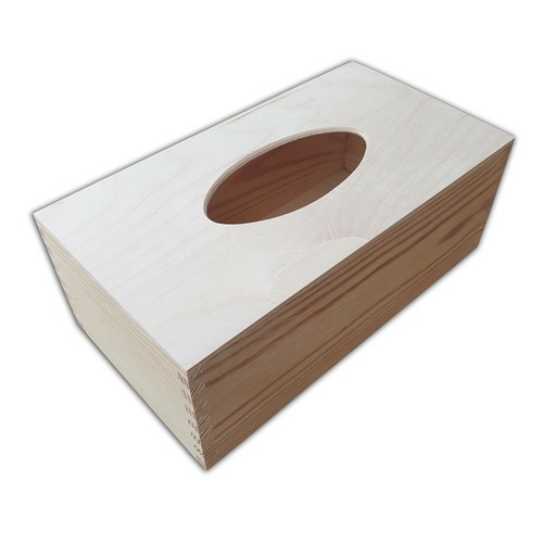 Wooden tissue box - wooden, whit