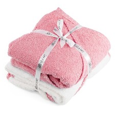 2 x Hooded Baby Towel 100% cotton Bath Wrap Baby Shower Gifts Boy Girl Pink