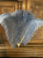 FABULOUS, HUGE , BURLESQUE OSTRICH FEATHER LEAF FOLDING HAND FAN (144)