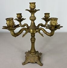 Antique Brass Candelabra – 5-Arm French Candle Holder (Lot 3605)