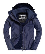 Superdry Mens Windcheater Jacket Coat  Navy Harringbone Windtrekker