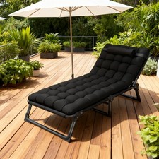 Single Portable Camping Bed Adults Folding Cots Sun Lounger Black Beds + Mat