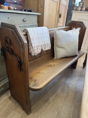 Antique oak church pew - antique,