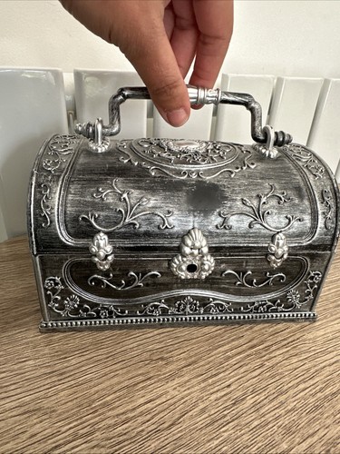 Silver tone jewelry box - tone,