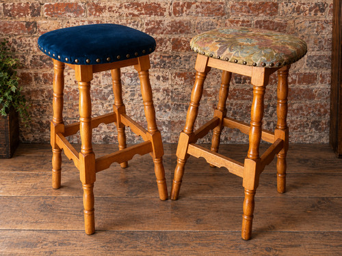 Vintage wooden bar stools pair - vintage,