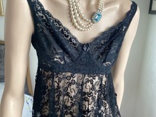 vintage baby doll nightie Sexy Black Lace Style Side Split  By Ravage 