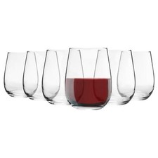 6x LAV Gaia Stemless Red Wine Glasses Large Glass White Drinking Gift Set 475ml