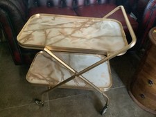 Vintage Marble Effect 2 Tier Hostess Tea Drinks Trolley  Home Bar Push Along 