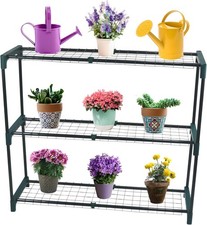 3-Tier Garden Storage Shelves Unit Greenhouse Staging - Easy No Tool Assembly