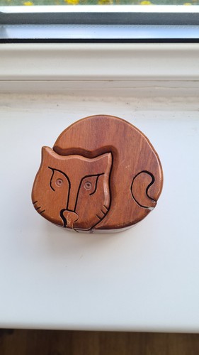 Vintage handcarved wooden - wooden, cat