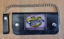 Live to Ride  leather wallet with Eagle engraved. Chrome metal chain Biker