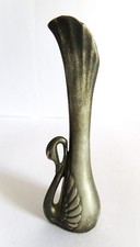 Vintage SWAN BUD VASE silver plated  art Deco Nouveau style fluted Bud Vase